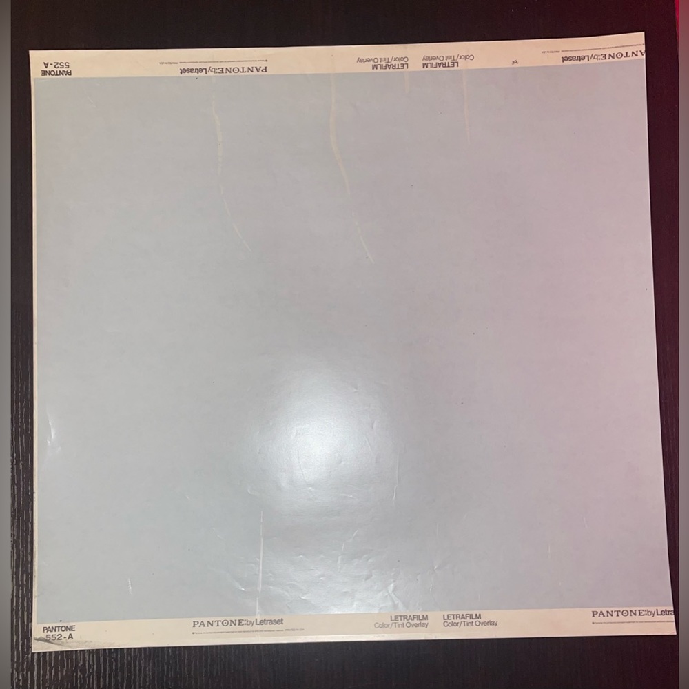 Vintage Pantone by Letraset Letrafilm Color/Tint Overlay 552-A • 20x20”   *RARE*